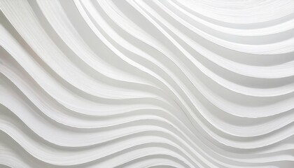 Poster - wavy white abstract wall pattern with layered 3d texture for modern interior design, architectural backdrop, or minimalist art

