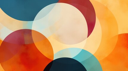 Poster - A vibrant abstract composition featuring overlapping circles in various colors, creating a playful and dynamic visual effect.