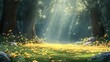 © Witch - Sunlit Forest Path with Yellow Flowers