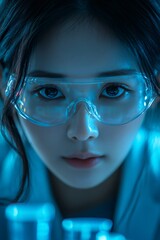 Leinwandbilder - Young female scientist working with test tubes in laboratory