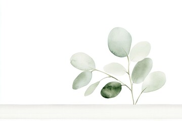 Canvas Print - Elegant watercolor leaves with a soft pastel palette, perfect for interior decor, eco friendly themes, and nature inspired designs