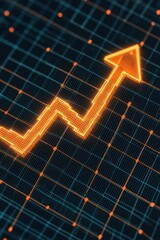 Poster - Dynamic growth chart with orange arrow, representing business success and financial increase in a digital environment.