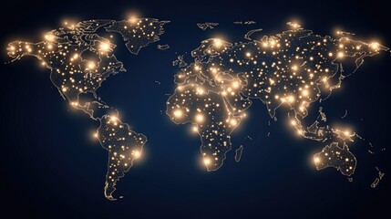 Leinwandbilder - Experience a visual representation of a global network connection map featuring location signs in an abstract digital design