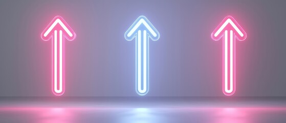 Poster - neon arrows in pink and blue illuminate a minimalist wall, providing direction and visual interest f