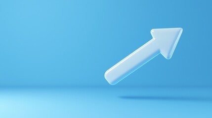 Poster - A sleek, blue arrow pointing upwards over a soft blue background, symbolizing growth, progress, and direction in a minimalist design.