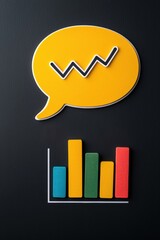 Poster - Colorful graph and speech bubble representing business growth and communication concepts in a creative design.