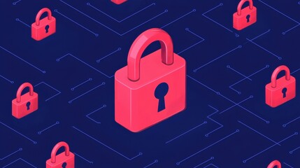 Poster - Vibrant digital background featuring stylized padlocks, symbolizing security, protection, and technology in a modern context.