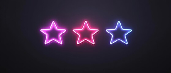 Poster - colorful neon stars glowing against a dark background, perfect for adding vibrant accents to designs