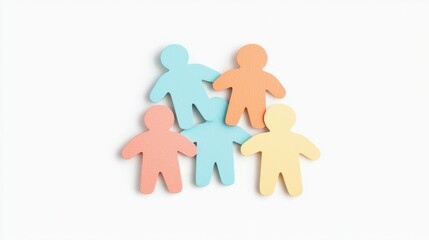 Poster - Colorful paper figures representing community, teamwork, and diversity in a supportive environment.
