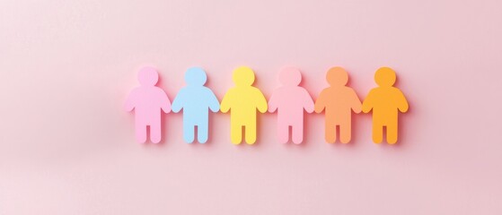 Poster - Colorful paper cutouts of children represent diversity and equality. Perfect for educational and inclusive themes.