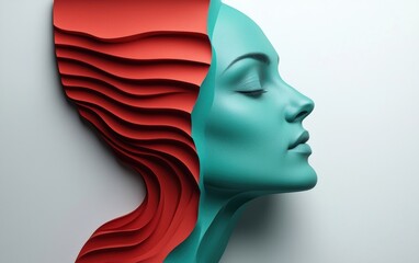 Poster - Abstract profile sculpture showcasing vibrant colors and smooth lines, symbolizing creativity and artistic expression.