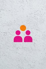 Poster - A minimalist of two figures and a sun symbol, representing community, connection, and warmth on a textured background.