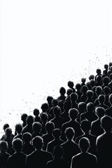 Poster - Silhouetted crowd merging into a blank space, representing unity, identity, and anonymity in modern society.