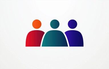 Poster - Colorful abstract icons representing diverse people in a minimalist style, perfect for illustrating teamwork and community concepts.
