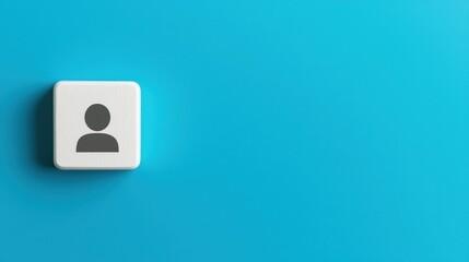 Poster - Minimalistic profile icon on a vibrant turquoise background, perfect for user interfaces or digital identity illustrations.