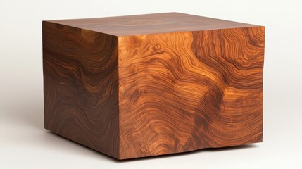 Poster - elegant wooden cube with intricate grain patterns, perfect for modern decor or natural artisan displ