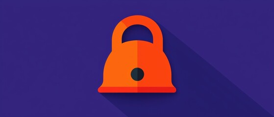 Poster - Vibrant orange bell icon on a purple background, representing alerts or notifications, perfect for digital design projects.