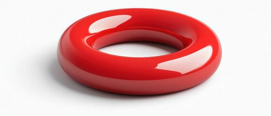 Poster - A glossy red ring with a smooth surface, showcasing vibrant color and perfect shape, ideal for modern design concepts.