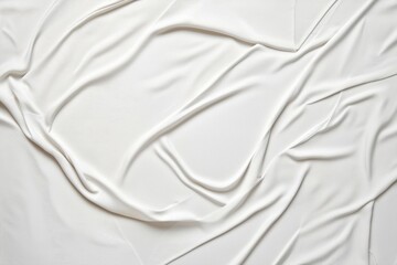 Aufkleber - Smooth white fabric displaying gentle creases and folds, creating an elegant and minimalist texture on a flat surface, viewed from above
