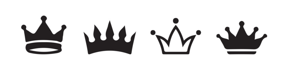 Crown king  icon set. Crown set icons, collection different crown sign, silhouette crown symbol. Vector illustration eps 10