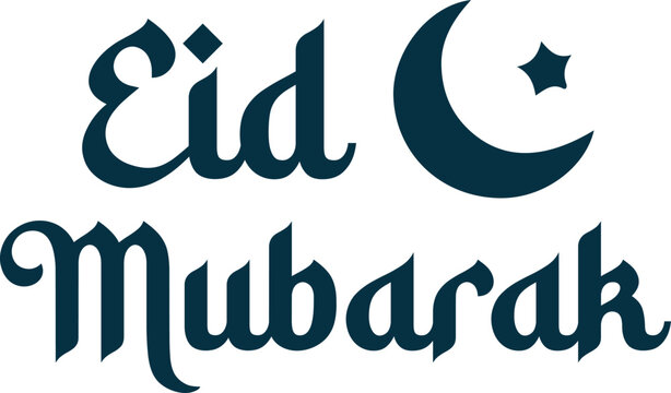 Typography English, Arabic Eid Mubarak Banner Design