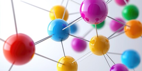 Fototapete - Blockchain technology symbols intertwined with vibrant network nodes, showcasing decentralized applications and innovation against a neutral backdrop