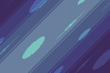 Poster - Deep Metallic Blue Speed lines Background with Motion Particles, Diagonal View, Pixel Art Style