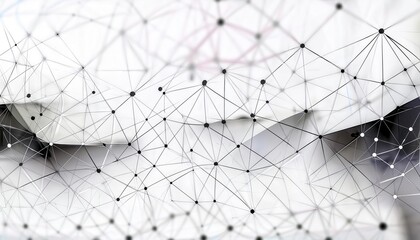 Leinwandbilder - minimalist network connection art, abstract polygon mesh design, black lines and nodes on white, digital web structure

