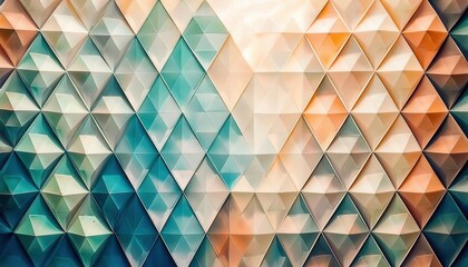 Poster - geometric abstract pattern with pastel 3d triangular tiles for modern wall design or digital background