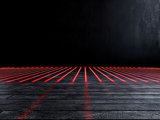 Poster - A black room with red lines on the floor