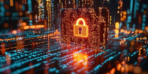 Aufkleber - Data encryption in action, showcasing a smartphone with a padlock symbol on the screen, surrounded by digital code, neutral background