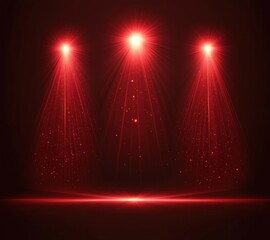 Aufkleber - Red light background with three spotlights shining down on the stage, vector illustration.