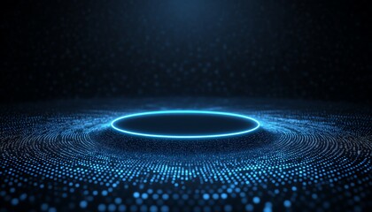 Poster - A glowing 2025 vision concept, with global network circle and technology connections, blueblack background with copy space for digital innovation