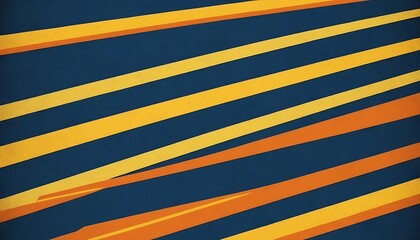 Poster - Diagonal Stripes of Yellow and Orange Against a Dark Blue Background