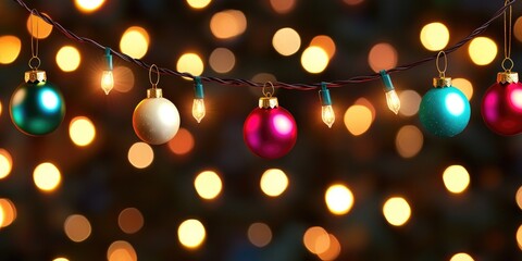 Fototapete - A charming line connection embellished with colorful holiday decorations, embodying the essence of festive cheer