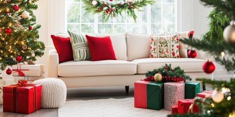 Fototapete - A charming line connection embellished with colorful holiday decorations, embodying the essence of festive cheer