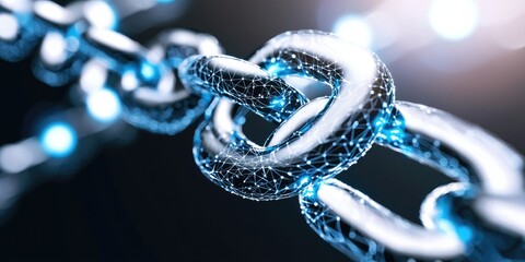 Fototapete - Blockchain technology and smart contracts in financial services with a digital padlock symbolizing data integrity on a neutral background