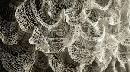 Poster - Intricate Patterns of Delicate White Netting on a Dark Background