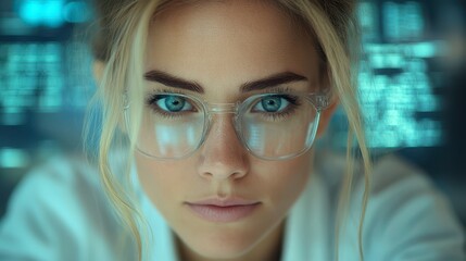 Woman programmer coding late at night