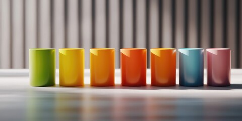 Poster - chemistry beakers precision measuring colorful reagents in a clean, neutral background workspace