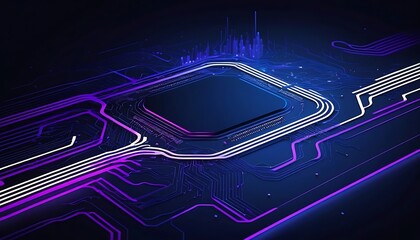Poster - Advanced Microchip Technology, Glowing Circuitry with Data Flow Visualization
