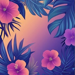 Poster - A delicate vector background featuring lush plants and blooming flowers, creating a fresh and natural atmosphere.

