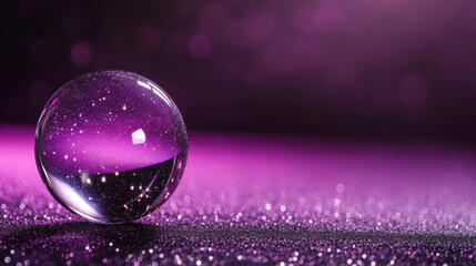 Wall Mural - Enchanting starlit glass orb with celestial reflections and glowing bokeh