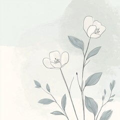 Leinwandbilder - A delicate vector background featuring lush plants and blooming flowers, creating a fresh and natural atmosphere.

