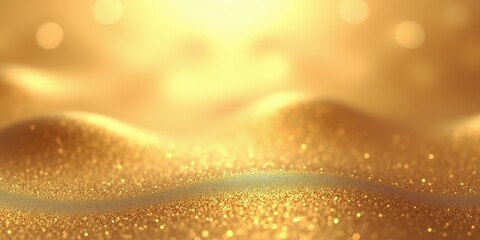 Poster - Shimmering Gold Abstract Background with Soft Waves and Bokeh Effect
