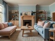 © RaksaLinggo - Serene Living Room Featuring Pastel Sofas and Light Wood Accents