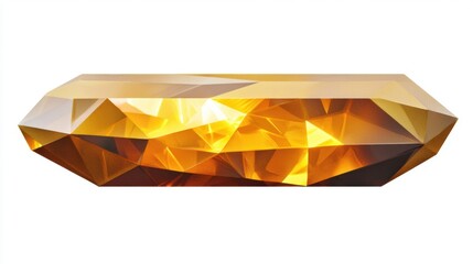 Poster - A low-poly golden ingot, multi-faceted and glowing against a white background.