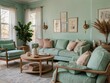 © RaksaLinggo - Serene Living Room Decor Pastel Green Furniture