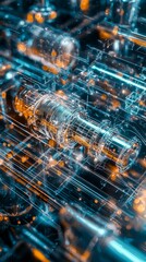 Poster - Abstract Technology Background with Futuristic Machinery and Lights