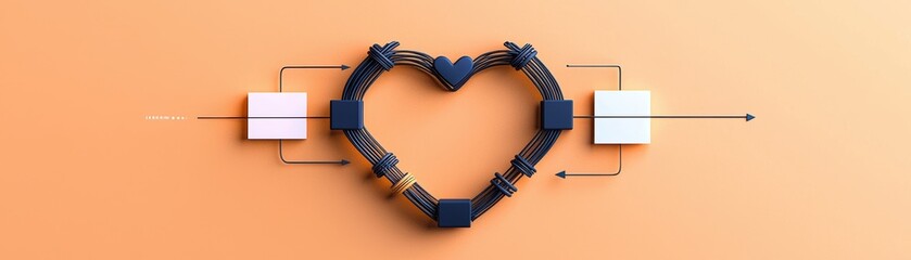 Aufkleber - A heart shape formed by robotic arms, symbolizing the fusion of technology and emotion against a vibrant orange backdrop.